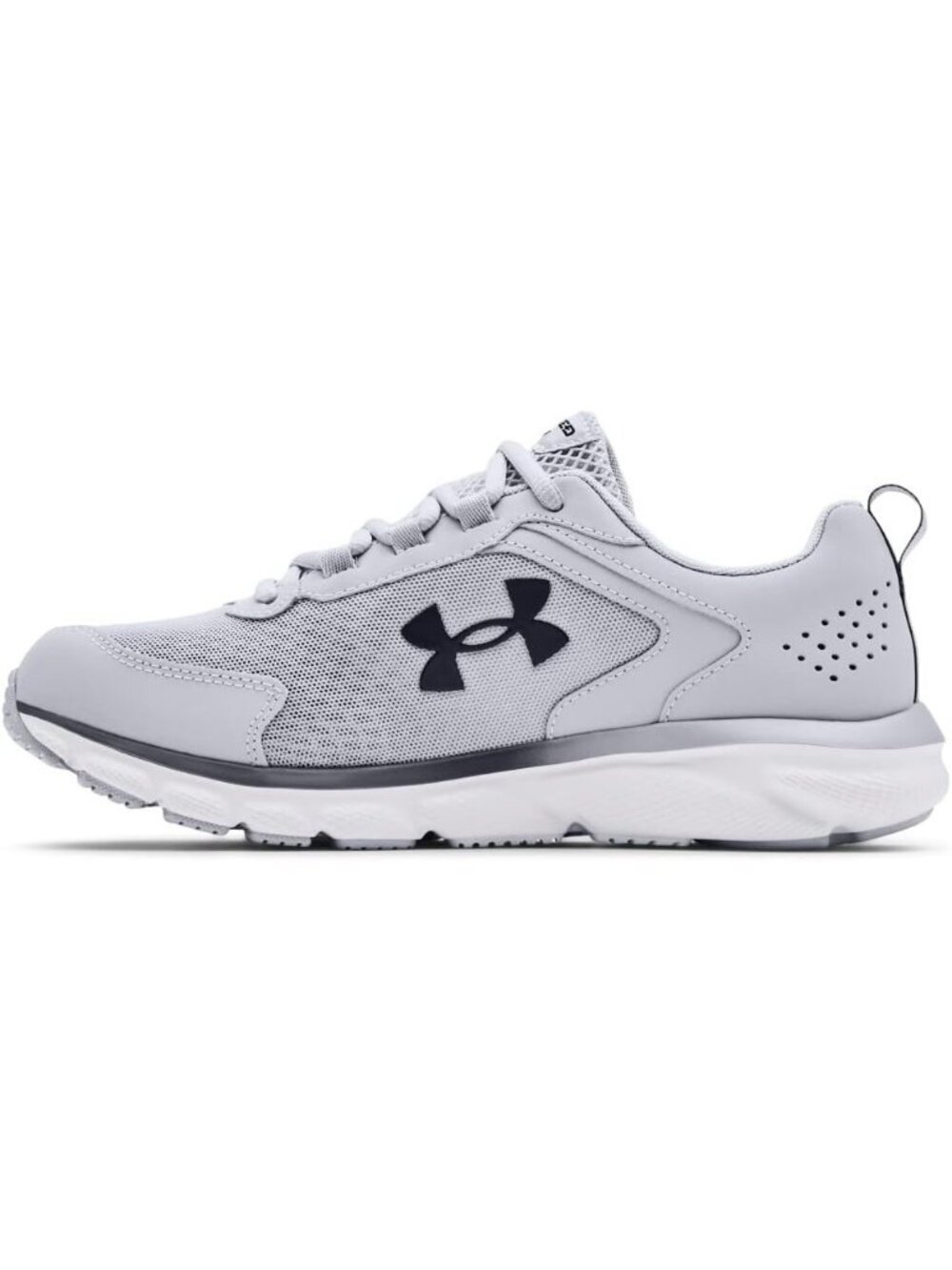 Men's Gray White Running Breathable No Heel Closed Toe Charged Assert Sneaker